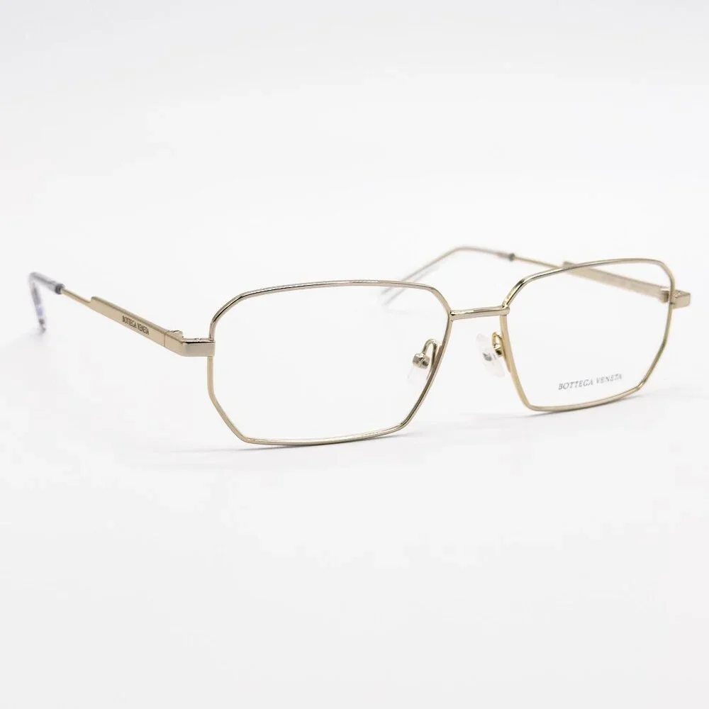 NEW BOTTEGA VENETA EYEGLASSES BV1073O 002 SQUARE GOLD UNISEX EYEWEAR